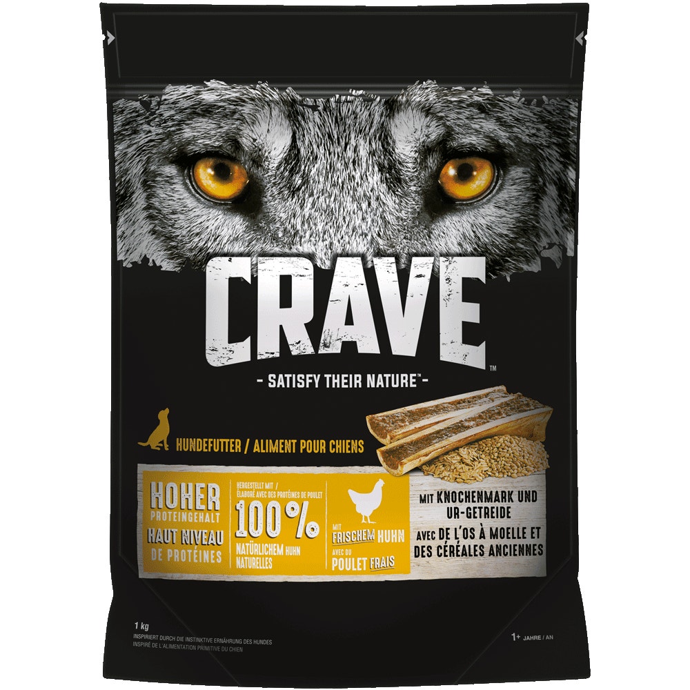 CRAVE™ Huhn, Knochenmark & Ur-Getreide, 1kg, 2,8kg & 7kg - 1